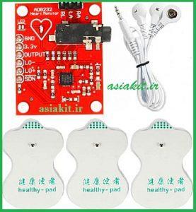 ماژول الکتروکاردیوگرافی AD8232 ECG همراه پروپ