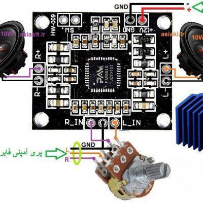 ماژول آمپلی فایر 2X10W با تراشه PAM8610