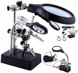 پایه هویه ذره بینی چراغ دار مدل MG16129-C