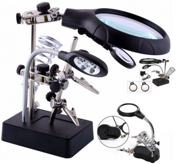پایه هویه ذره بینی چراغ دار مدل MG16129-C