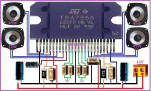 تراشه TDA7388 استریو آمپلیفایر