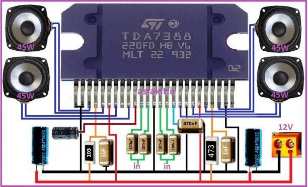 تراشه TDA7388 استریو آمپلیفایر
