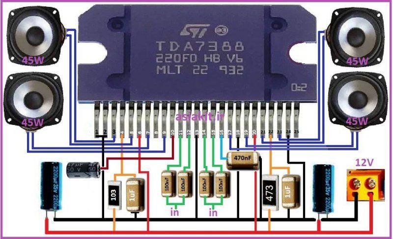 TDA7388m4 تراشه TDA7388 استریو آمپلیفایر