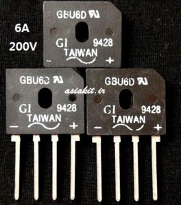 پل دیود GBU6D 6A-200V