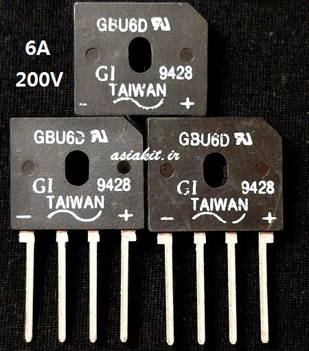 poldiyod1 پل دیود GBU6D 6A-200V